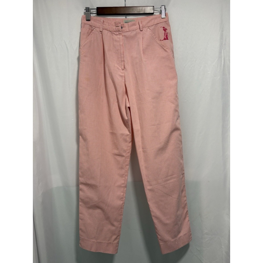 Sergio Tacchini Pants Womens 44 US 8-10 Pink Gingham Italy High Waist Preppy